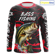 Load image into Gallery viewer, Custom Largemouth Bass Fishing Shirts Long Sleeve – Performance Tournament Jersey For Men| Red NHT769