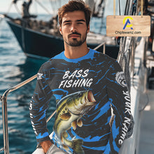 Load image into Gallery viewer, Custom Largemouth Bass Fishing Shirts Long Sleeve – Performance Tournament Jersey For Men| Blue NHT771
