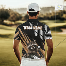 Load image into Gallery viewer, Personalized Raccoon Mens Golf Polo Shirt For Team, Brown Pattern Sport Golf Jersey NHT934