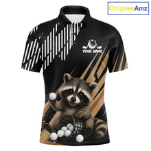 Load image into Gallery viewer, Personalized Raccoon Mens Golf Polo Shirt For Team, Brown Pattern Sport Golf Jersey NHT934