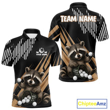 Load image into Gallery viewer, Personalized Raccoon Mens Golf Polo Shirt For Team, Brown Pattern Sport Golf Jersey NHT934