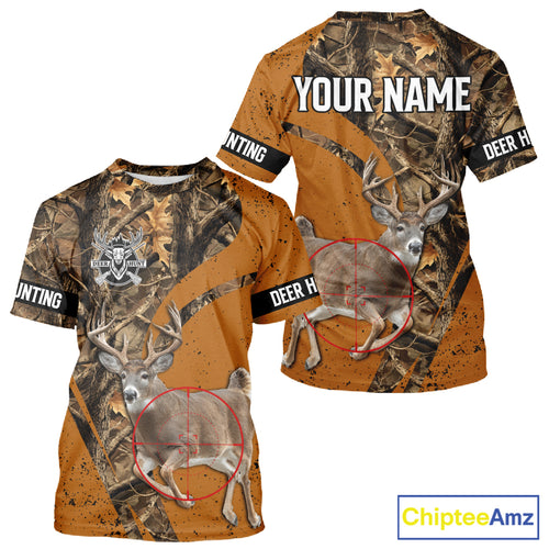 Orange Camo Deer Hunting Shirt, Deer with Scope Silhouette, Whitetail Season NHT238