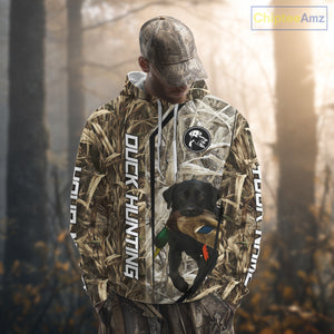 Black Lab Retriever Mallard Duck Hunting Camo Shirt – Perfect Gift for Hunters NHT240