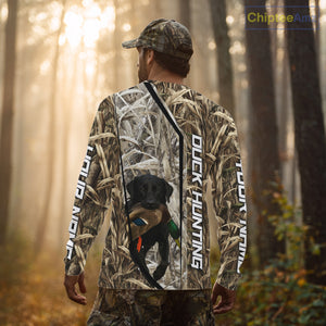 Black Lab Retriever Mallard Duck Hunting Camo Shirt – Perfect Gift for Hunters NHT240