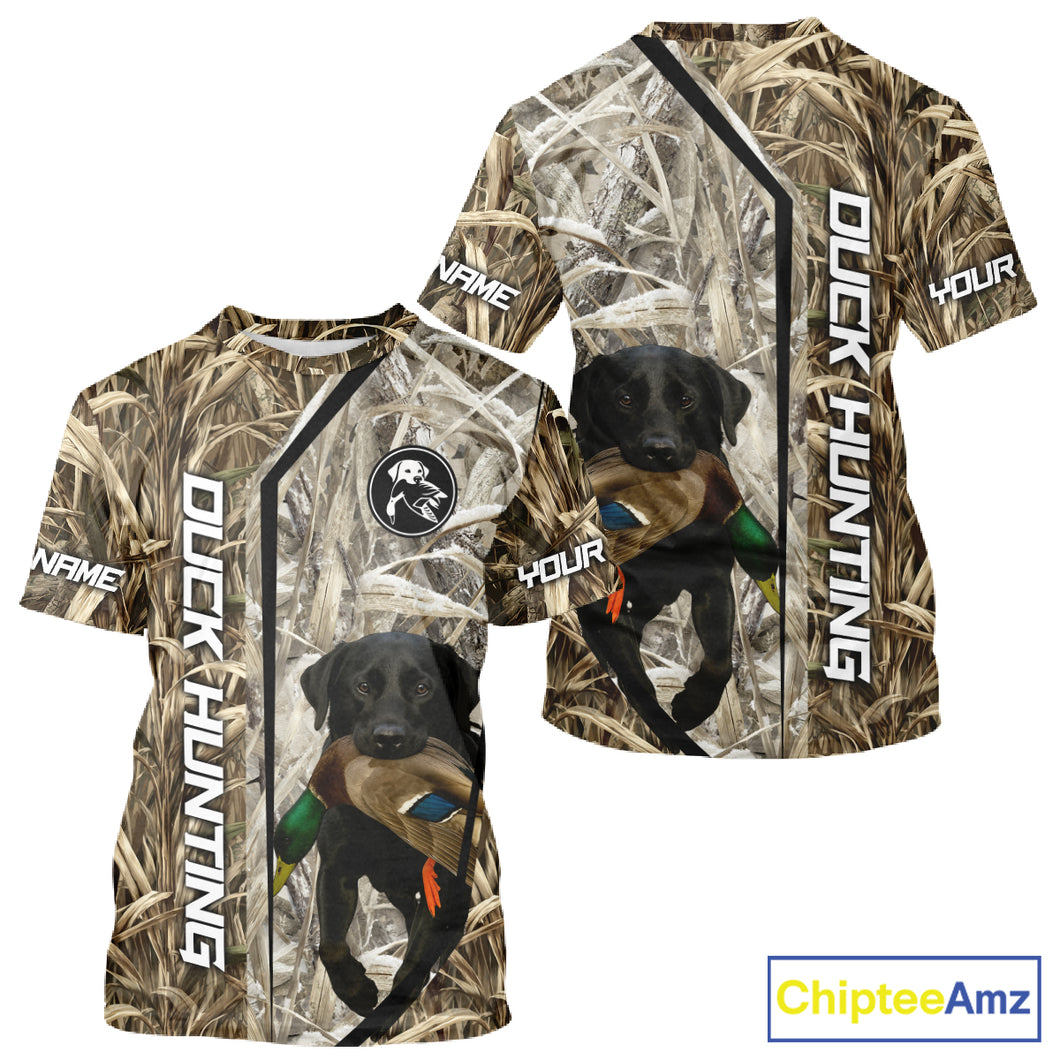 Black Lab Retriever Mallard Duck Hunting Camo Shirt – Perfect Gift for Hunters NHT240