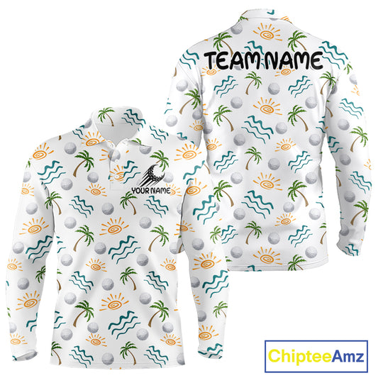 Personalized Tropical Palm Trees Mens Golf Polo Shirts Summers Team Golf Clothes NHT778