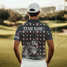 Load image into Gallery viewer, Dark Skull Golf Polo Shirt – Gothic Skeleton Flamingo Pattern Funny Golf Shirt For Men NHT781