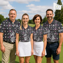 Load image into Gallery viewer, Dark Skull Golf Polo Shirt – Gothic Skeleton Flamingo Pattern Funny Golf Shirt For Men NHT781