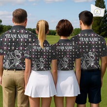 Load image into Gallery viewer, Dark Skull Golf Polo Shirt – Gothic Skeleton Flamingo Pattern Funny Golf Shirt For Men NHT781