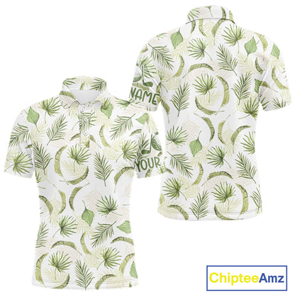 Green tropical men golf polo shirt custom team white golf shirt for golfer