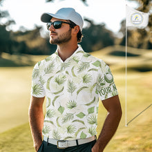 Load image into Gallery viewer, Green tropical men golf polo shirt custom team white golf shirt for golfer