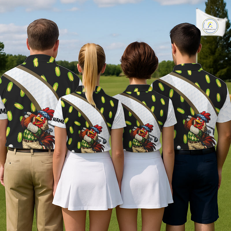 Personalized Rooster Mens Golf Polo Shirt Funny Chicken Golfer Custom Team Polo NHT945