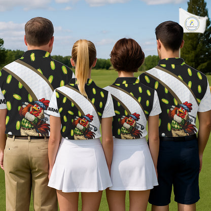 Personalized Rooster Mens Golf Polo Shirt Funny Chicken Golfer Custom Team Polo NHT945