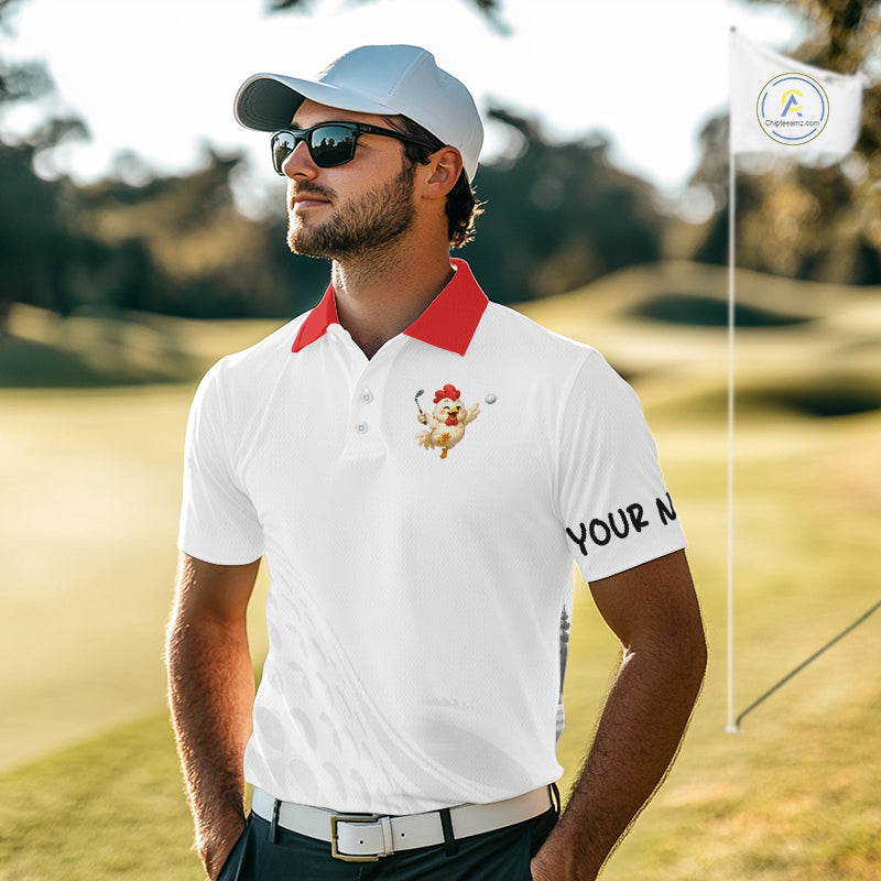 Funny Chicken Golf Polo Shirt Personalized Custom Name Golf Lover Polo For Men NHT948