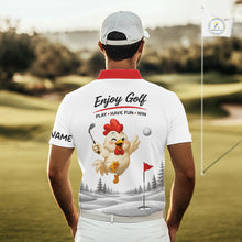 Load image into Gallery viewer, Funny chicken golf polo shirt personalized custom name golf lover polo for men