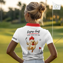 Load image into Gallery viewer, Funny Chicken Golf Polo Shirt Personalized Custom Name Golf Lover Polo For Womens NHT948