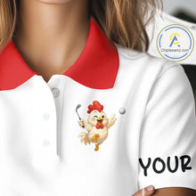 Load image into Gallery viewer, Funny Chicken Golf Polo Shirt Personalized Custom Name Golf Lover Polo For Womens NHT948