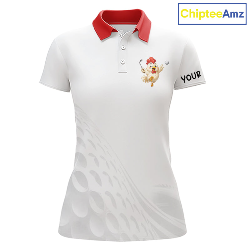 Funny Chicken Golf Polo Shirt for Womens  Personalized Golf Lover Custom Name