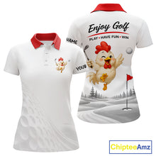 Load image into Gallery viewer, Funny Chicken Golf Polo Shirt for Womens  Personalized Golf Lover Custom Name