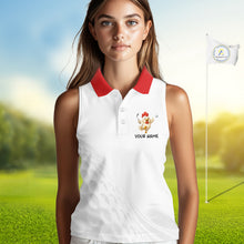 Load image into Gallery viewer, Funny Chicken Womens Sleeveless Golf Polo Shirt Personalized Custom Name Golf Lover Polo For Womens NHT948