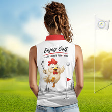 Load image into Gallery viewer, Funny Chicken Womens Sleeveless Golf Polo Shirt Personalized Custom Name Golf Lover Polo For Womens NHT948
