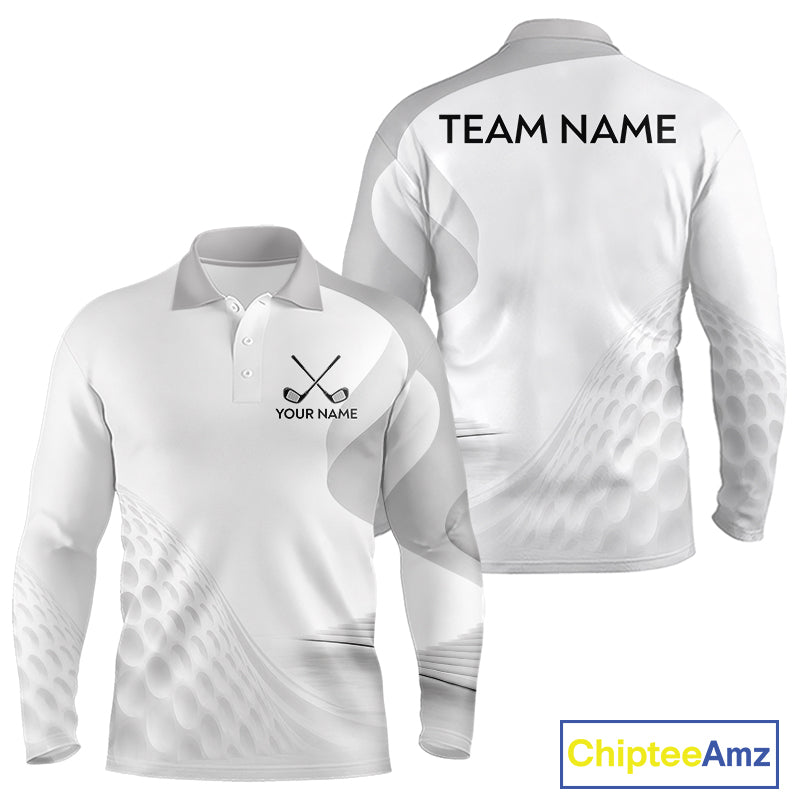 Personalized golf ball polo shirt gray golf pattern custom name golf polo for men