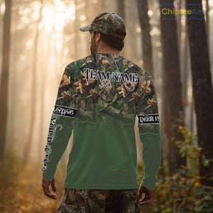 Personalized Green Deer Hunting Camo Full Printing Shirts, Best Hunting Gifts NHT46
