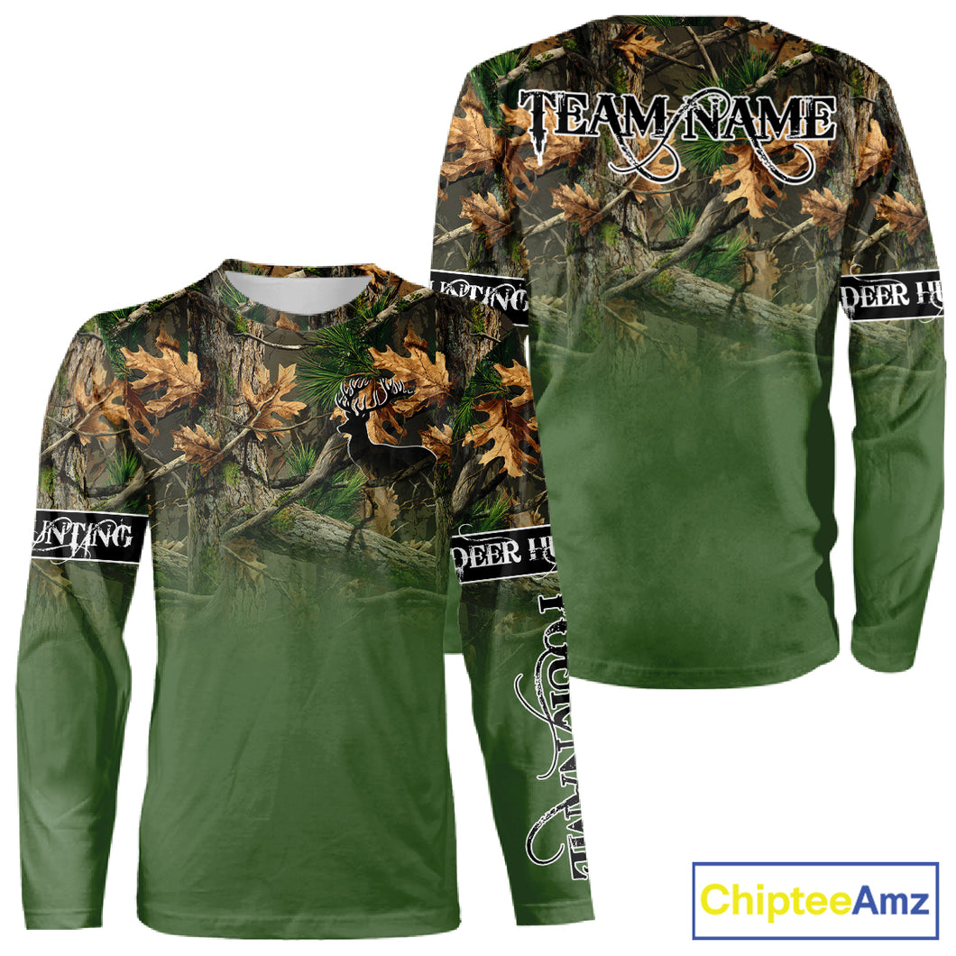 Personalized Green Deer Hunting Camo Full Printing Shirts, Best Hunting Gifts NHT46
