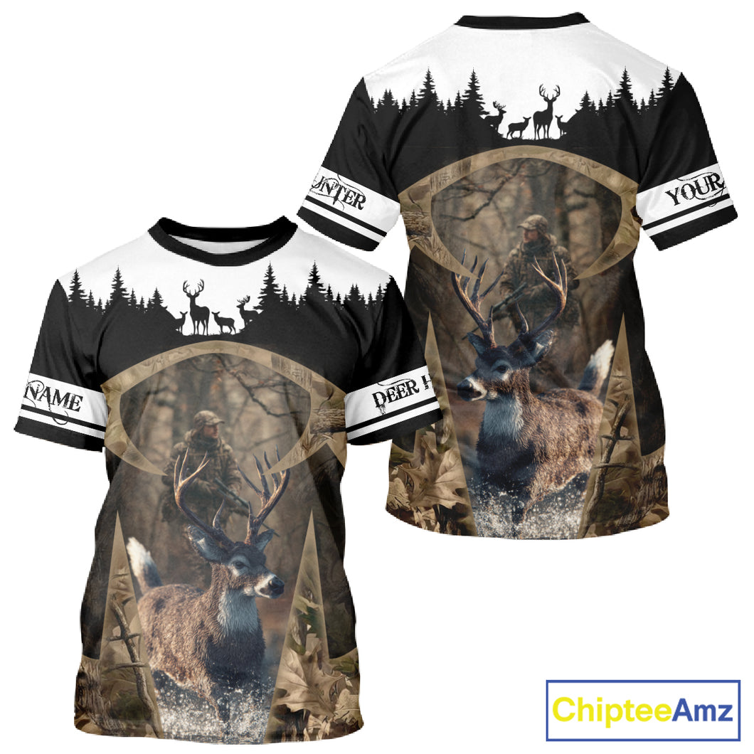 Whitetail Deer Hunting Season Shirt 3D Forest Scene Camo Best Hunting Gift For Hunters NHT48