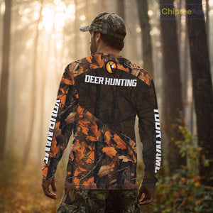 Whitetail Deer Hunting Orange Camo 3D All-Over Printed Shirt, Custom Name Hunting Shirt NHT251
