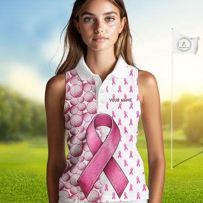 Personalized Pink Ribbons Pattern Golf Balls Breast Cancer Awareness Golf Attire For Womens NHT800