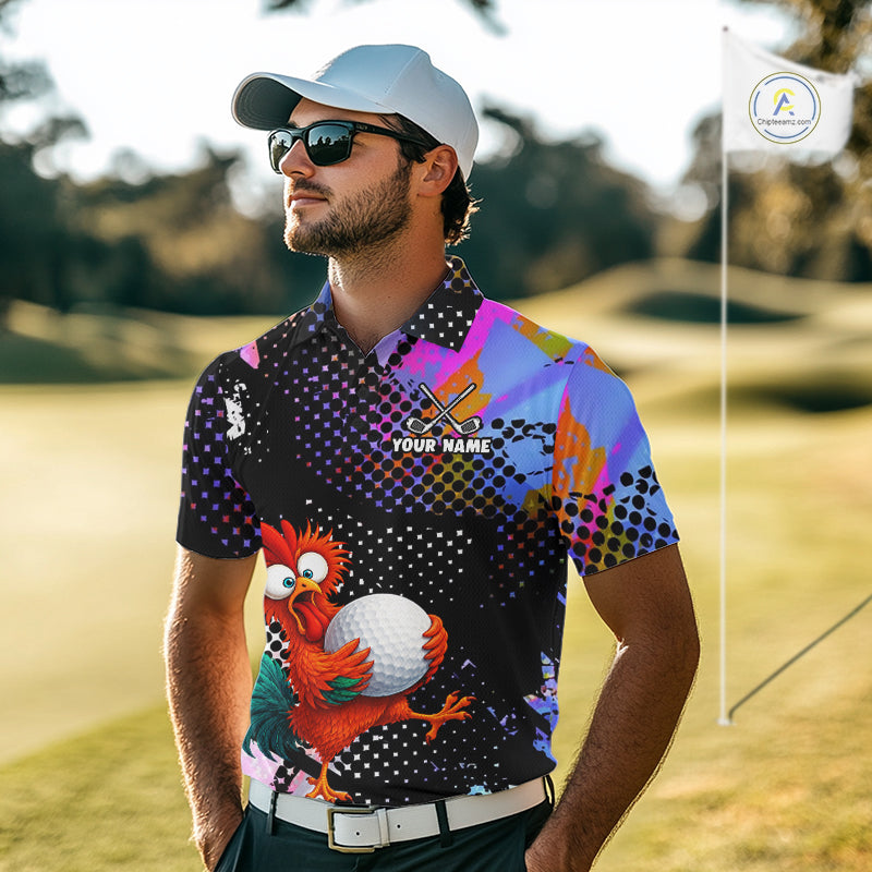 Custom Team Name Crazy Rooster Golf Polo Shirt Personalized Men Performance Golf Jersey