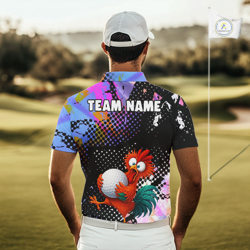 Custom Team Name Crazy Rooster Golf Polo Shirt Personalized Mens Performance Golf Jersey NHT952