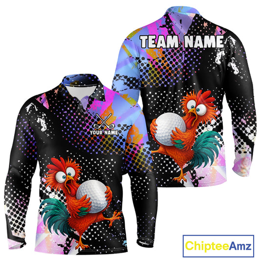 Custom Team Name Crazy Rooster Golf Polo Shirt Personalized Men Performance Golf Jersey