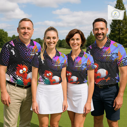 Custom Team Name Crazy Rooster Golf Polo Shirt Personalized Womens Performance Golf Jersey NHT952