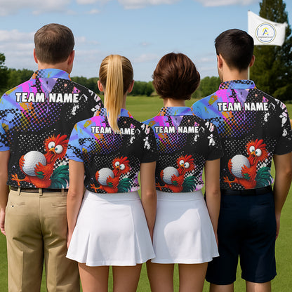 Custom Team Name Crazy Rooster Golf Polo Shirt Personalized Mens Performance Golf Jersey NHT952