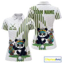 Load image into Gallery viewer, Custom Name Cool Panda Golf Polo Shirt  Funny Bamboo Panda Golfing Apparel