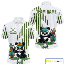 Load image into Gallery viewer, Custom Name Cool Panda Golf Polo Shirt Funny Bamboo Panda Golfing Apparel