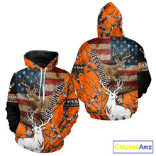Load image into Gallery viewer, Deer Hunting Shirt Personalized 3D All Over Print Orange Camo With US Flag Hunting Clothes NHT156