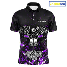 Load image into Gallery viewer, Personalized Mens Disc Golf Polo Shirt With Eagle Design, Customizable Name, Unisex Sports Jersey For Men|Purple NHT813