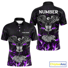 Load image into Gallery viewer, Personalized Mens Disc Golf Polo Shirt With Eagle Design, Customizable Name, Unisex Sports Jersey For Men|Purple NHT813