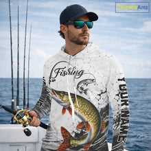 Load image into Gallery viewer, Custom Name Northern Pike Fishing Long Sleeve Hooded Performance Shirt, Pike Gift For Men NHT1122