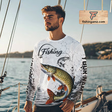 Load image into Gallery viewer, Custom Name Northern Pike Fishing Long Sleeve Performance Shirt, Pike Fishing Jersey