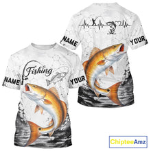 Load image into Gallery viewer, Custom Name Redfish Fishing T - Shirt Performance, Red Drum Gift For Men 