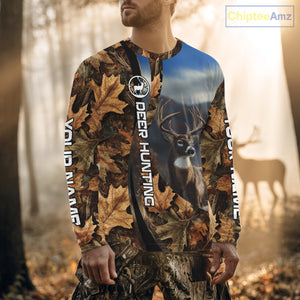 Personalized Deer Hunting Shirt 3D All Over Print with Fall Season Camo Hunting Clothes NHT253