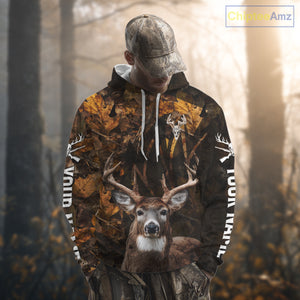 Whitetail Deer Hunting Custom Name Camo Shirt, Personalized Deer Hunting Clothing NHT257