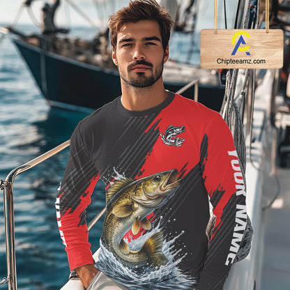 Walleye Fishing Long Sleeve Tournament Shirts, Personalized Walleye Fishing Jerseys NHT585