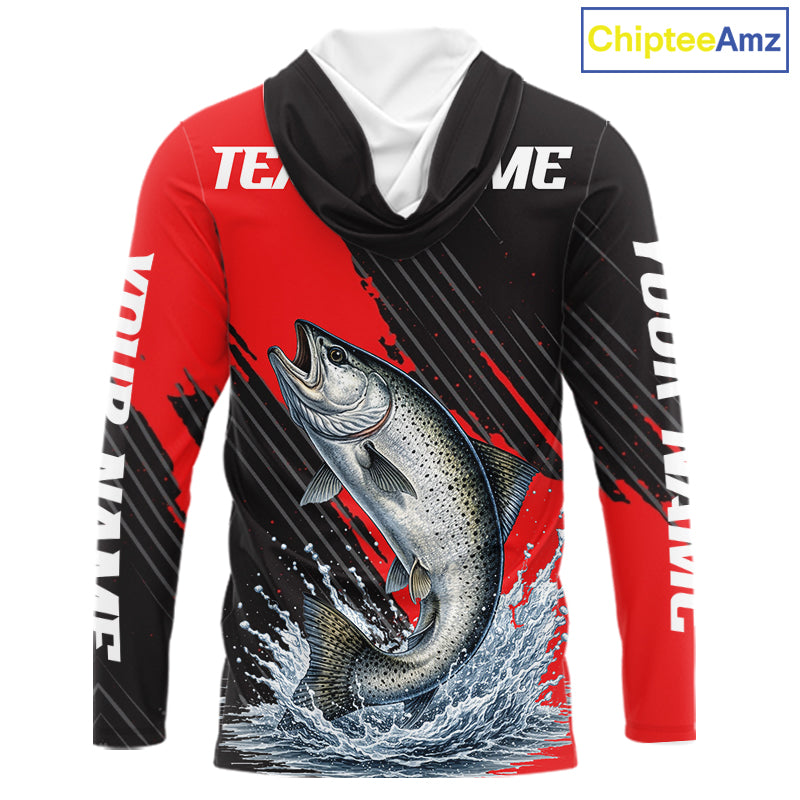 Hooded Chinook Salmon Fishing Long Sleeve Tournament Shirts, Personalized Salmon Fishing Jerseys NHT587