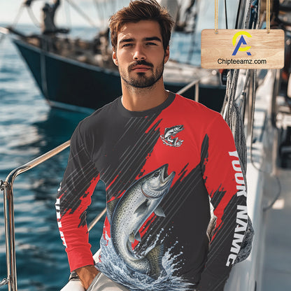 Chinook Salmon Fishing Long Sleeve Tournament Shirts, Personalized Salmon Fishing Jerseys NHT587