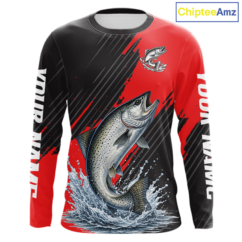 Chinook Salmon Fishing Long Sleeve Tournament Shirts, Personalized Salmon Fishing Jerseys NHT587